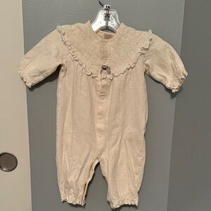 Cream Baby Romper with Lace Collar